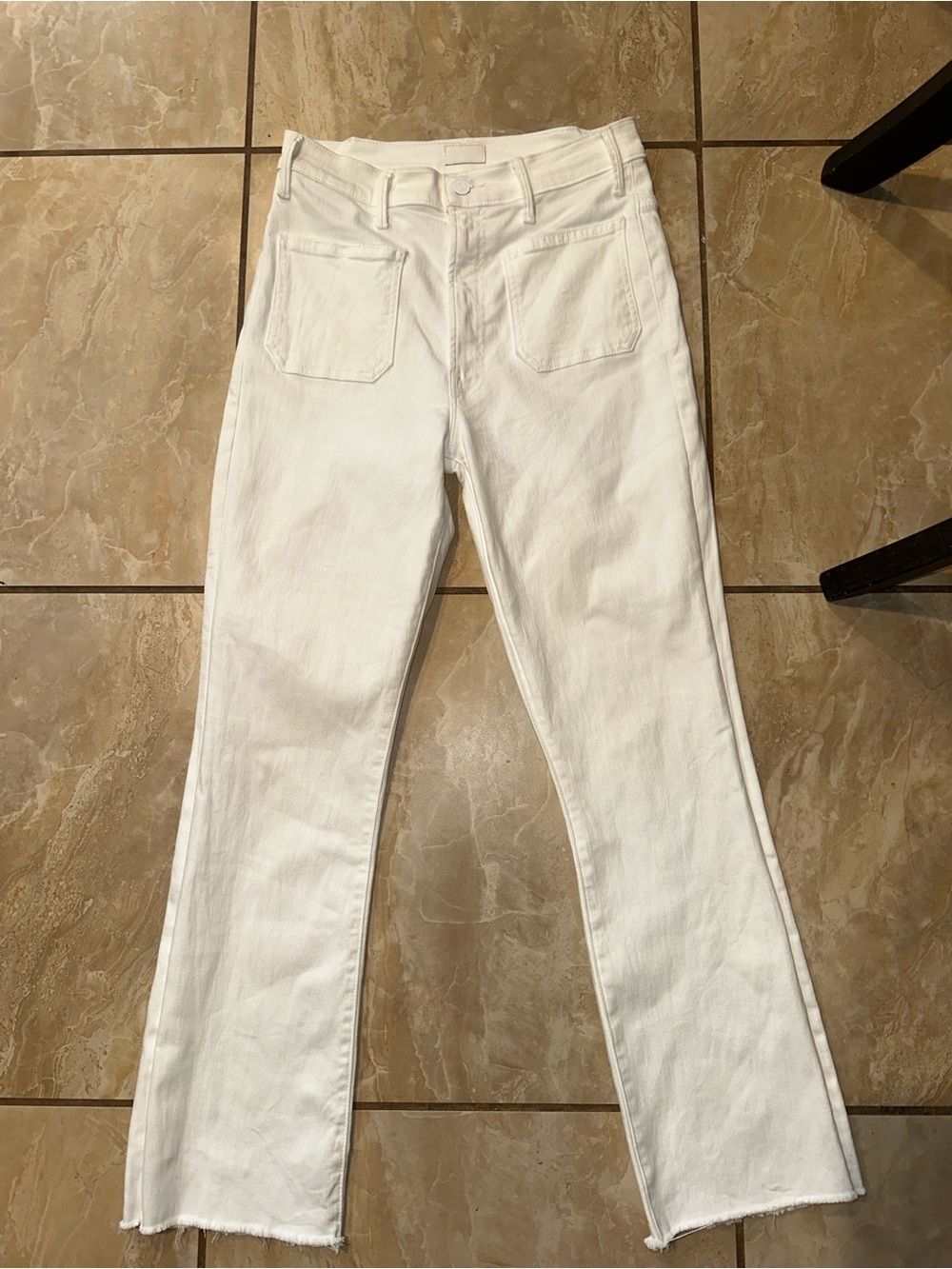 White Hustler Patch Pocket Ankle Fray in Out For The Evening size 30